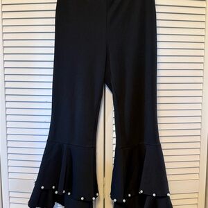 Black Flared Bottoms with Pearl Accents - Holiday Party